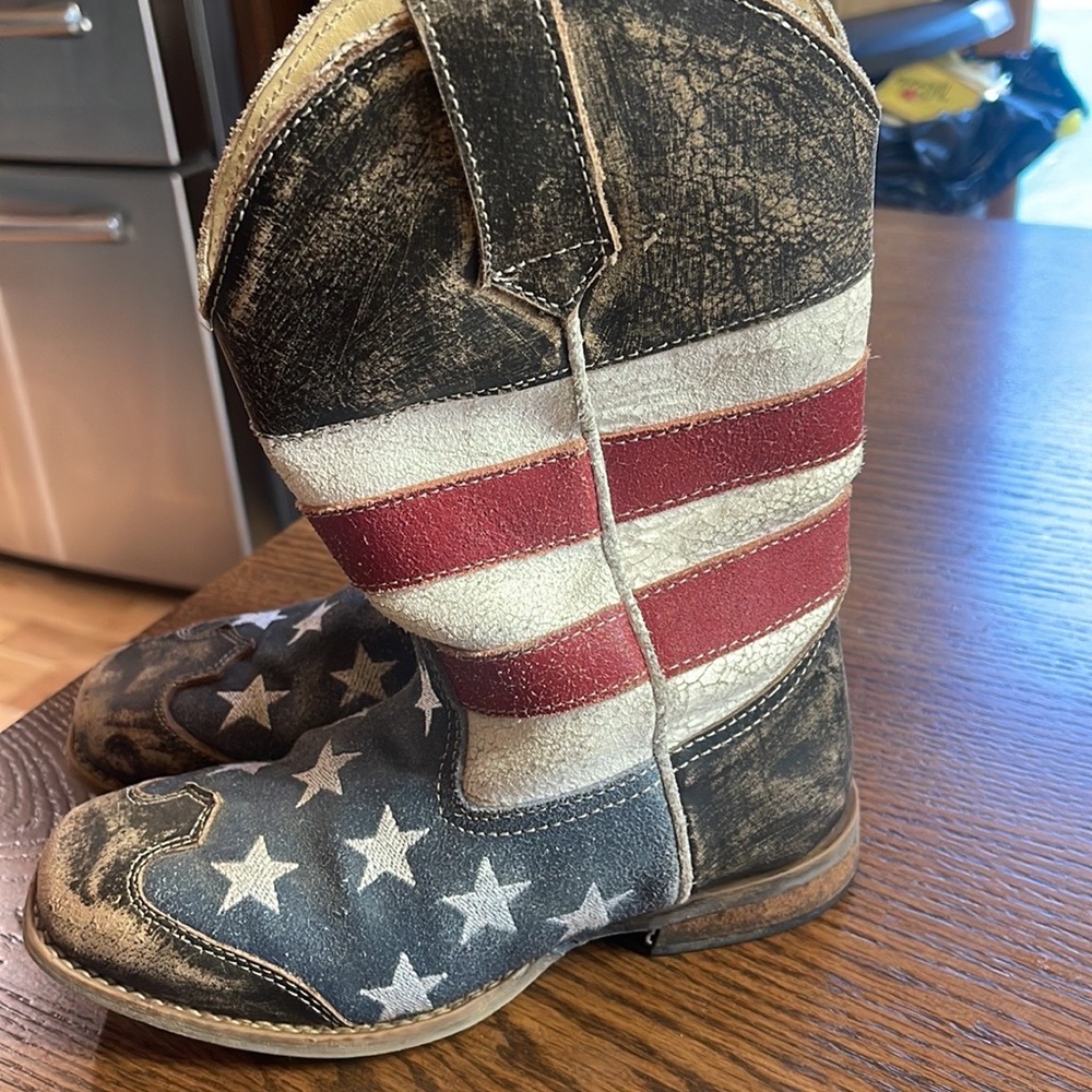 Little kids 13 Roper American Flag Square Toe Western, cowboy boots.